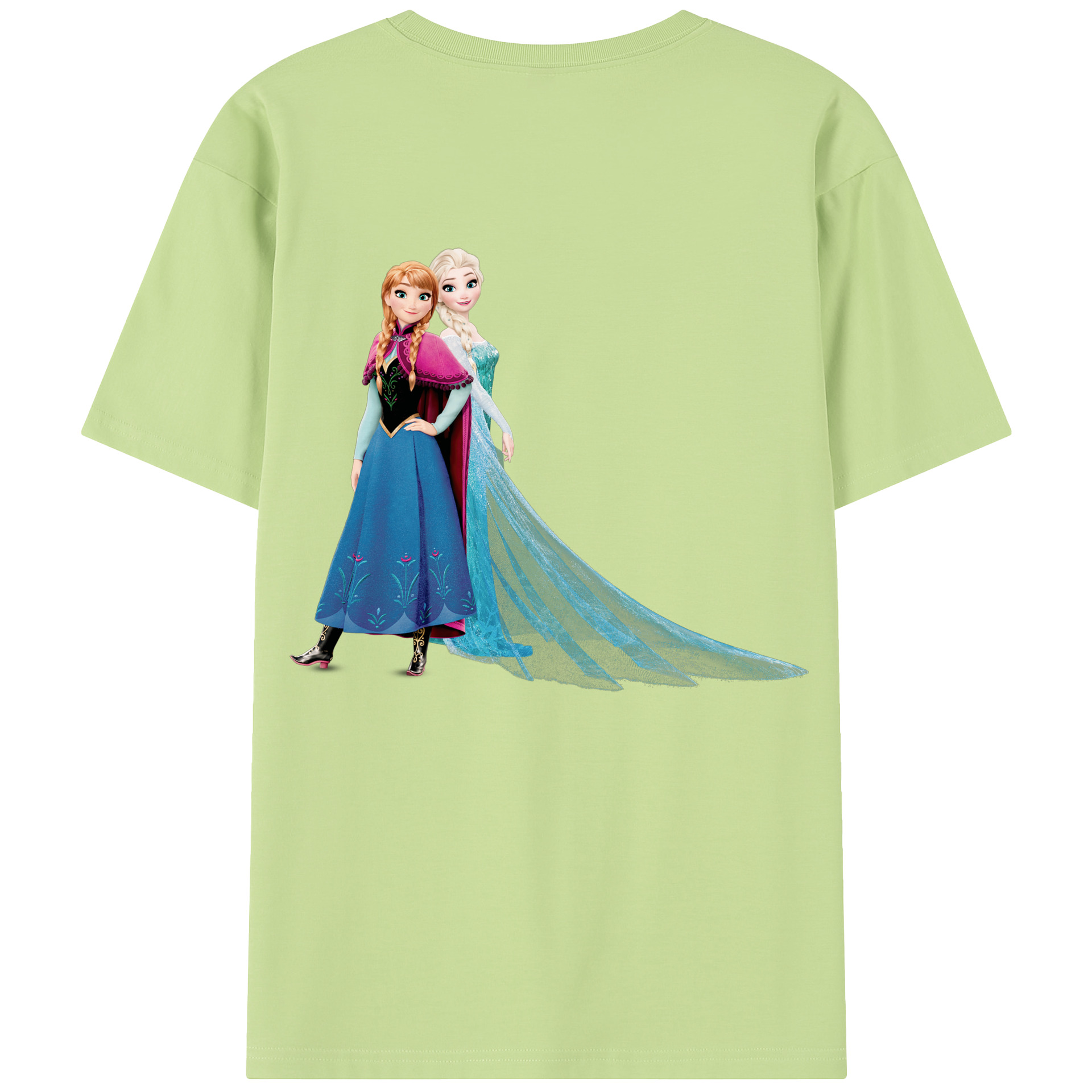 （画像用） アナと雪の女王 アンナ エルサ Frozen Anna Elsa 綿100％半袖Tシャツ（背面プリント）